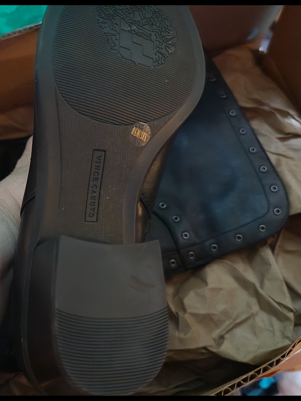 Vince Camuto Black Over-the-Knee Studded Riding Boots - Picture 5 of 5